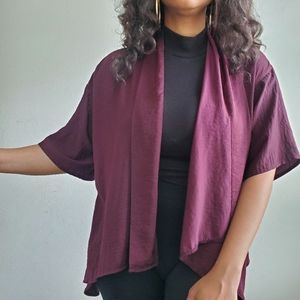 F21 Purple Draped Open-Front Cardigan/Kimono